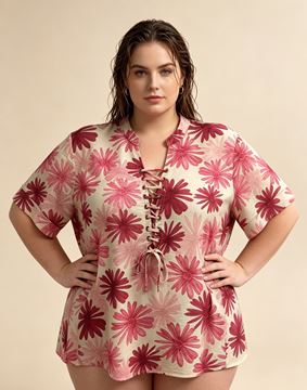 Picture of PLUS SIZE SMART TOP LACE UP IN VISCOSE